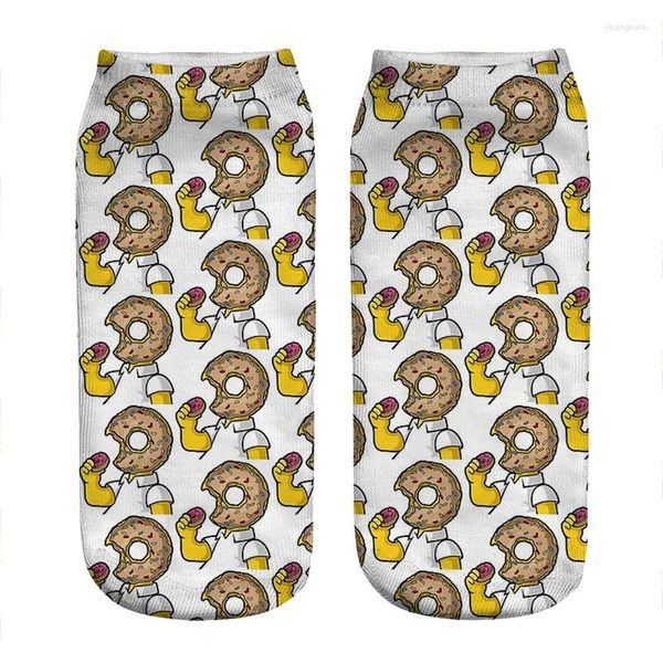 Calcetines de mujer Kawaii divertido I Like Donuts impreso mujer Harajuku feliz novedad Linda chica regalo para