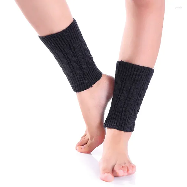 Calcetines de mujer, calentadores de piernas tejidos para mujer, Color sólido, puños para botas de invierno, calentadores cortos a la moda, Legging para pies para mujer