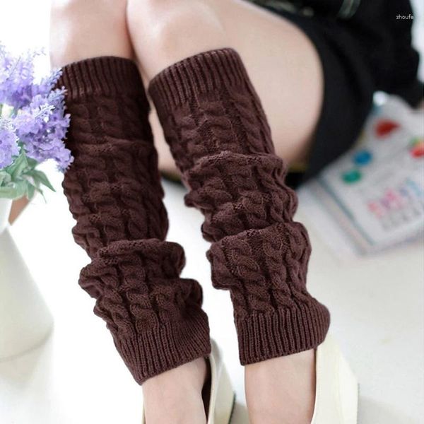 Femmes chaussettes femmes jambières Lolita longue tricotée garder au chaud couvre-pied dames automne hiver noir blanc torsion Crochet botte manchette