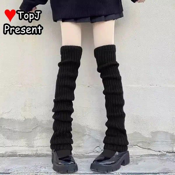 Calcetines de mujer Lolita Y2k Punk gótico Harajuk Spicy Girls JK medio blanco leche negro largo tubo bola hasta la rodilla cubierta