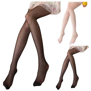 Femmes chaussettes femmes Sexy à pois sergé mince noir collants en soie bas bas