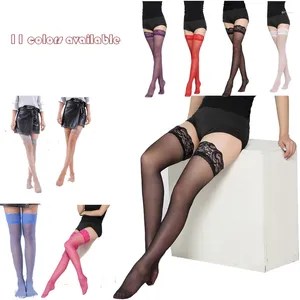 Vrouwen Sokken vrouwen Sexy Kous Sheer Lace Top Dij Hoge Kousen Voor Vrouwelijke Nachtclubs Panty 11 Kleuren Beschikbaar