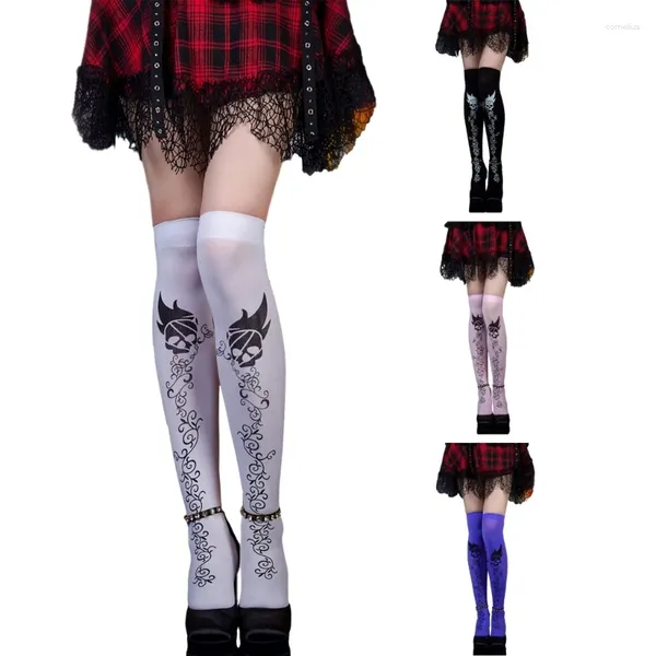 Calcetines de mujer Calavera sobre la rodilla Medias largas hasta el muslo Medias Góticas Halloween Disfraces Fiesta Drop