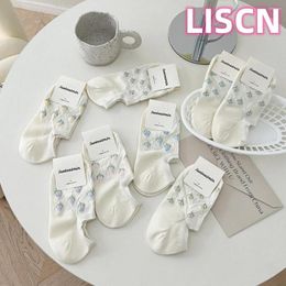 Vrouwen Sokken Vrouwen Sok Slippers Onzichtbare Casual Antislip Japan Bloemenprint Katoen Bootsokken Voor Meisjes Enkel LISCN 2023