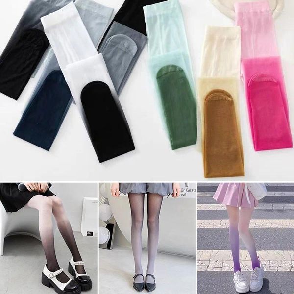 Chaussettes de femmes collants pour femmes Gradient d'été saut-cantyhose mignon de la soie de la soie Lolita Leggings sous-pants