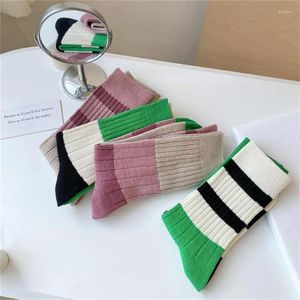 Chaussettes pour femmes Femmes confortables Stripe Striped Cotton Stocking