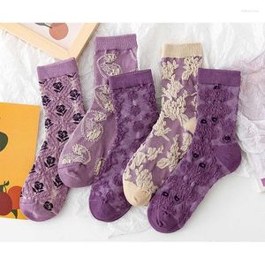 Femmes Chaussettes Femmes Coton 1 Paire Fun Nouveauté Motifs Colorés Doux Respirant Mode Casual X4YC