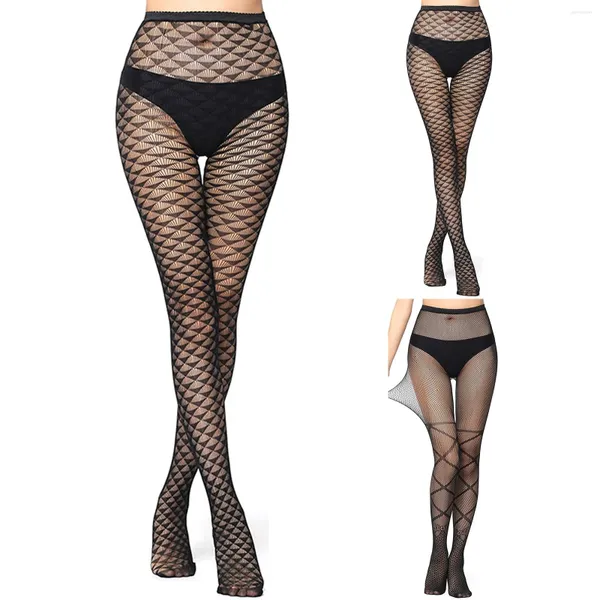 Femmes chaussettes femmes dame filles noir sexy bas résille bonneterie maille transparente dentelle collants sans couture taille haute collants transparents