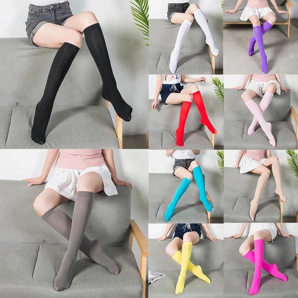 Chaussettes longues au-dessus du genou pour femmes, bas hauts, bonneterie, collants mollets, Tube fin