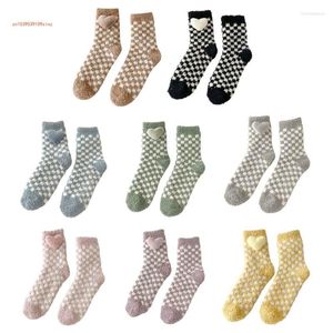 Femmes chaussettes pour femmes en hiver moelleuse pantoufle chauffante drôle de toison de corail intérieur endormi