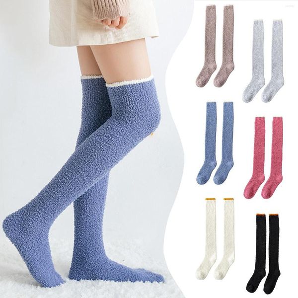 Chaussettes femmes hiver épaissi chaud maison H dormir corail polaire bas