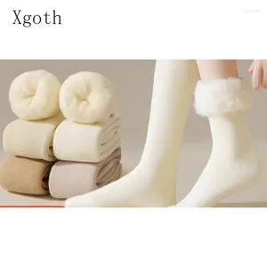 Xgoth – chaussettes mollet pour femmes et enfants, chaussettes longues épaisses mi-longues, chaudes et solides, bas de Style coréen, accessoires de mode féminine, hiver