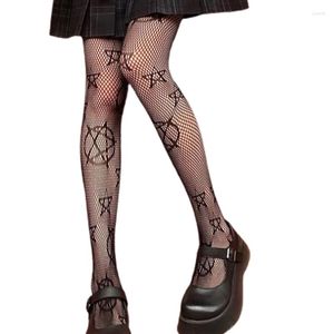 Chaussettes de femmes Y166 Collants de taille haute gothique Harajuku Star Magical Fishnet Stockings Pantyhose