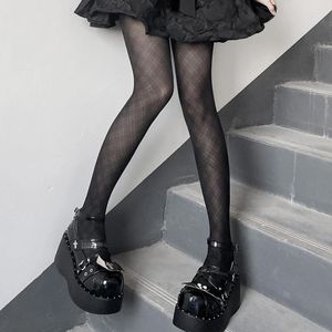 Chaussettes Y2k pour femmes et filles, collants JK, Style japonais, bas à carreaux, cuisses hautes, Lolita, doux, noir