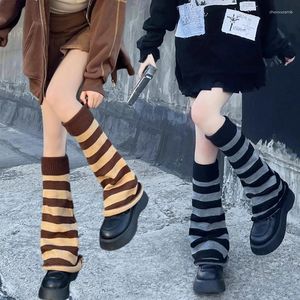 Chaussettes de femmes Y2K Gothic Lolita Jambe à rayures Style Japonais 50 cm Gaiters Gaïns Knouillis hivernaux