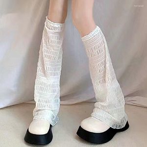 Chaussettes d'été pour femmes Y2k JK, bas fins de Style japonais, longues, couleur unie, chaussettes aux genoux pour fille Lolita