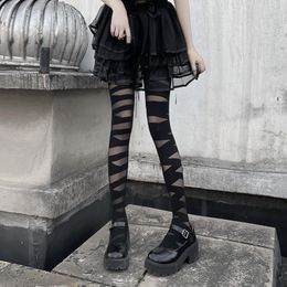 Calcetines de mujer Y2k estilo Punk vendaje muslo medias altas pantimedias JK japonés Lolita niñas medias lencería Sexy apretado