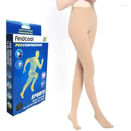 Calcetines de mujer YISHENG 34-46 mmHg pantimedias de compresión medias de punta cerrada para venas varicosas