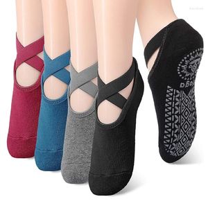 Calcetines de mujer Yoga Pilates Ballet danza vendaje calcetín de algodón antideslizante señoras deporte descalzo entrenamiento buen agarre calcetines de mujer