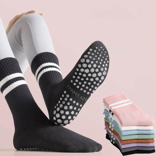 Calcetines de Yoga con tubo interior antideslizante de silicona profesional para mujer, medias deportivas para interior, Fitness, suelo, baile, Pilates