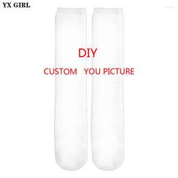 Calcetines de mujer YX Girl Drop DIY Impresión de imagen hombres/mujeres 3D personalizado Unisex moda Hip Hop tobillo calcetín al por mayor