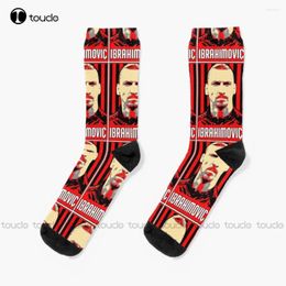 Chaussettes Femme Zlatan Ibrahimovic - Portrait Artwork Athletic 360° Impression numérique Cadeau de Noël Street Skateboard Coloré