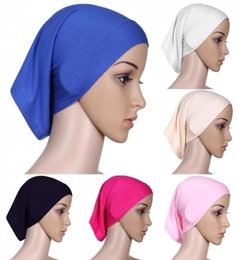 Vrouwen zachte mode kleurrijk moslim comfort binnenste hijab caps islamitisch onder sjaalhoeden 9 kleuren bandanas9852194