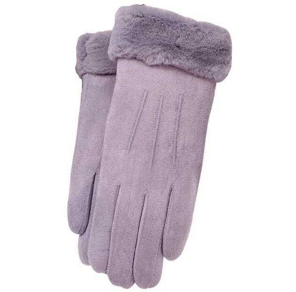 Guantes cálidos de gamuza sintética suave para mujer, guantes para pantalla táctil para niñas, guantes de invierno para deportes de lana, guantes de esquí para deportes, guantes de cuero para dedos completos