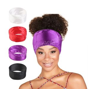 Vrouwen Zachte Zijdeachtige satijnen hoofdband Verstelbare Sport Haarband Yoga Spa Bad Douche Wassen Gezicht Make Up Cosmetische Brede Hoofdband