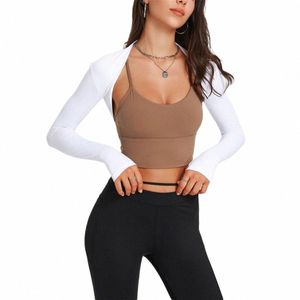 Femmes Solid Color Cardigan Mince Boléro Lg Manches Ouvert Frt Haussement Tops Bodyc Slim Fit Cropped Cardigan Tops m5Hq #