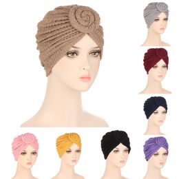 Femmes couleur unie perte de cheveux Turban casquette femme musulman chapeau Bonnet noeud tête couverture dame bandeau cheveux accessoires