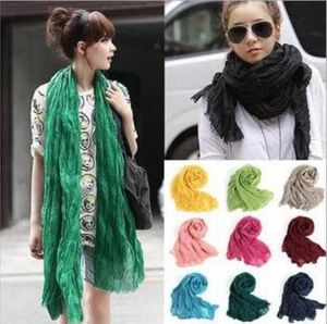Femmes couleurs solides écharpe mode plastiqué colorant pour femmes surdimensionnées châle tartan plage crafes de tête volée bandana headscarf sarong lsk1988