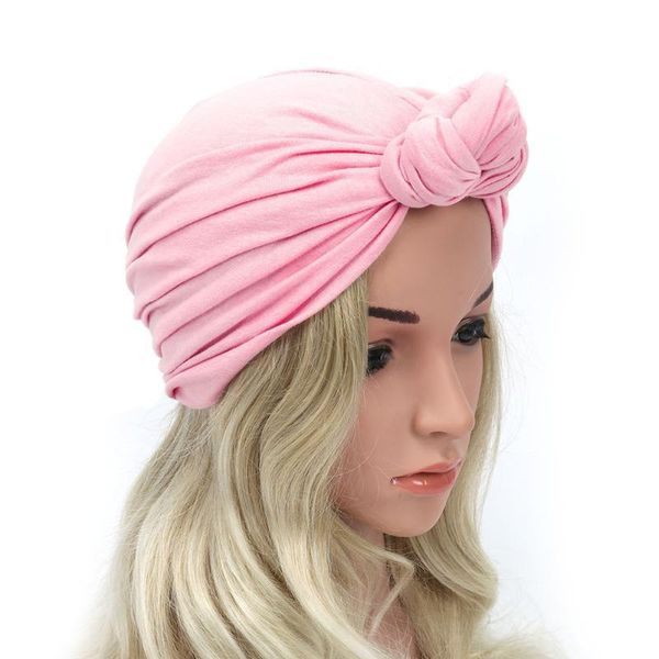 Femmes solide noeud Turban chapeau torsion inde adultes coton mélangé bandeaux chimio casquette accessoires automne mode doux extensible