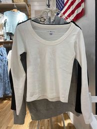 Camiseta lisa de manga larga para mujer, camiseta básica informal ajustada con cuello redondo, moda de primavera 2023, algodón Y2k, camisetas blancas sencillas y bonitas Chic 240202