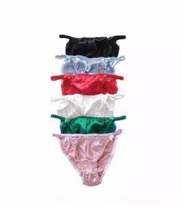Femmes Solid Pure Glossy Silk Panties Mid Waist 100% Mulberry Silk PS taille Briefs M / L Free Style T4K78844974