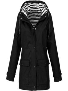 Femmes Solid Rain Veste extérieure Hooded imperméable manteau long manteau de pardessus au vent plus taille 5xl Veste à capuche chaude Hiver 2019546700591