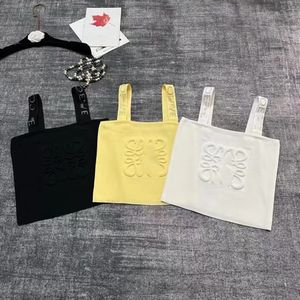 Vrouwen spaghetti riem logo letter reliëf gebreide ontwerper gele kleur bustier crop top tanks camis sml