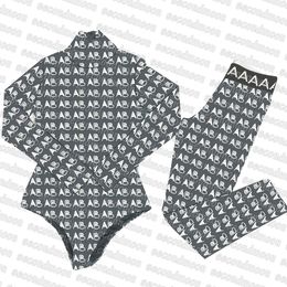 Vrouwen split badkleding letters bedrukt badpak half ritssluiting badpak ontwerper tweedelige zwempak