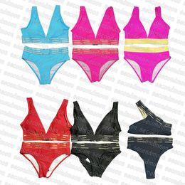 Vrouwen Split badkleding Tweedelige badpak v Neck Bikini's Set Zomerontwerper Beachwear Surfing Swimsuits