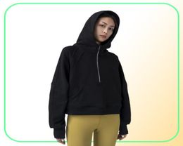 Femmes de sport à sweats à capuche et sweatshirts Half Zipper Yoga Mabe Vêtements Séchants rapides Fitness Tenues Running Hoodies Trou du pouce S1162093