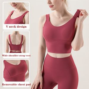 Femmes Sport sous-vêtements sans fil rembourré Yoga soutien-gorge course entraînement récolte débardeurs couleur unie montre de sport avec des tasses amovibles