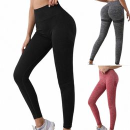 Pantalones deportivos para mujer Leggings transpirables Cintura alta Seaml Slim Fit Tummy Ctrol Ejercicio Mujeres Pantalones de chándal para correr l17M #