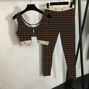 Ensemble de Yoga imprimé Vintage pour femmes, gilet de sport, Leggings, Camisole Sexy sans manches, pantalon de survêtement à la mode