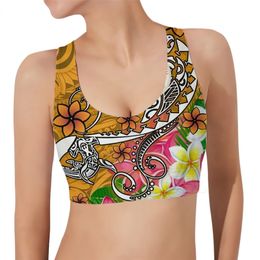 Femmes sport gilet polynésien Hawaii sceau avec tortue Plumeria 3D motif débardeurs mode femme Yoga Fitness soutien-gorge W220616