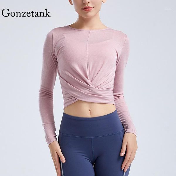 Femmes Sports Yoga Tops Loose Fitness Manches Longues Running T-shirt Séchage Rapide Respirant Vêtements Outfit