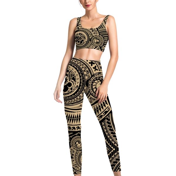 Femmes vêtements de sport bohème Tribal tatouage Leggings 3D imprimé soutien-gorge de Sport bohème décontracté femme Fitness Sport costume 220617