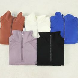 Veste de vêtements de sport pour femmes à moitié zipper à manches longues lâches chaudes swetshirts de gymnase de gymnase sports et loisir manteau de yoga LU-68