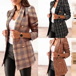Vrouwen Spring-Autumn Vintage Tweed Suits Jackets Office Ladies Chic Slim Plaid Blazers Girls Coat Tops Blazer Mujer Veste Femme 230226