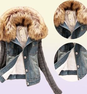 Vrouwen lente spijkerjasje faux bont jas casual kleding overjas tops vrouwelijke jeans jas warme jas11780102