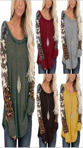 Vrouwen voorjaar herfst oneck lange mouw luipaard patchwork blouse dame casual kleding top shirt9549934